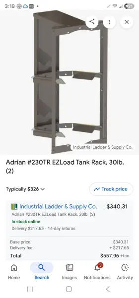 230TR ADRIAN STEEL Ezload Tank Rack Frame Freestanding