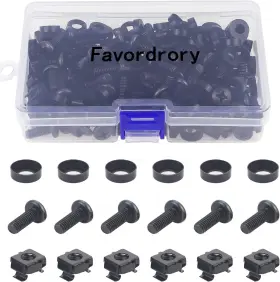 60PK FAVORDRORY Pack Rack Mount Cage Nuts Screws Washers