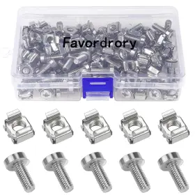 60PK FAVORDRORY Rack Mount Cage Nuts Screws Washers Pack Si