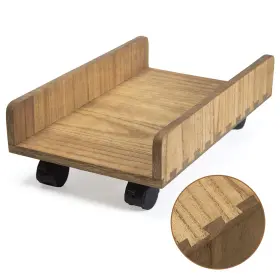 Kirigen 767311502400 Computer Tower Stand Cart Wood Pc Floor With 4 Caster Wheels 2