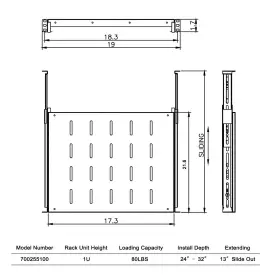 700811100554 RAISING ELECTRONICS Sliding Rack Server Shelf #3