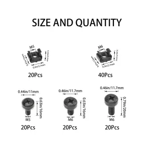 783798748551 RRINA Rack Mount Cage Square Nuts Screws Washers #2