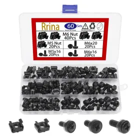 783798748551 RRINA Rack Mount Cage Square Nuts Screws Washers