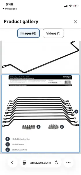 CMLB10A STARTECH Com Cable Lacing Bars Screws Nuts Bracket