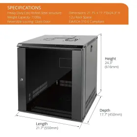 810116260027 TECMOJO Wall Mount Server Cabinet Network Rack #2