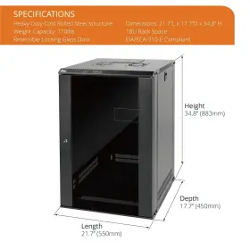 810116263189 TECMOJO Wall Mount Rack Network Cabinet Lockabl #2