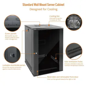 810116263189 TECMOJO Wall Mount Rack Network Cabinet Lockabl #3