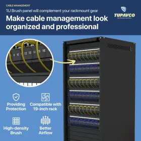 638362930149 TUPAVCO Brush Panel Pack Rackmount Strip Cable #3