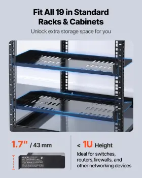 197988352020 VEVOR Server Rack Shelf Vented Wall Mount Tray