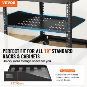 197988412854 VEVOR Server Rack Shelf Vented Mount Tray