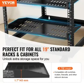 197988413943 VEVOR Server Rack Shelf Vented Mount Tray