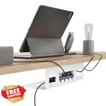 Pegzone Under Desk Cable Management Tray 15.7", Metal Cord Organizer White. Fixed Price $34.99.