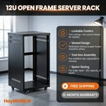 Under-desk Design 12u Open Rack Server Cabinet 4 Casters 19" Adjustable Depth. Fixed Price $222.27.