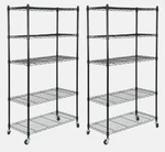 2pcs 5-tier Shelves Wire Unit Rack Large Space Storage Rolling W/4 Wheel Casters. Fixed Price $139.90.