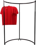Sleek Half Round Black Clothing Rack - 64 Usable Space For Retail Display. Fixed Price $231.99.