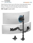 Putorsen Triple Desk Mount Gas Spring Arm Tilt/rotate 17-49in Vesa Black. Fixed Price $65.00.