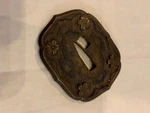 Vintage Metal Flower Pattern Tsuba Samurai Sword Guard, 10cm X 8cm. Fixed Price $156.39.