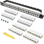 48-port Cat6 Patch Panel 90 Angled Ethernet Rackmount With Cable Support Bar. Fixed Price $144.99.