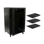 18u Wall Mount Server Data Cabinet 24" Depth Glass Door Lock Casters And Shelves. Fixed Price $535.00.