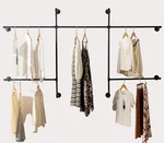 Industrial Pipe Wall-mounted Clothing Rack 78" X 58" 5 Rod - 144" Usable Length. Fixed Price $49.95.