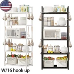5-tier Shelves Unit Rack Large Space Storage Adjustable With 16 Hook Up. Fixed Price $48.69.