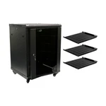 15u Wall Mount Server Data Cabinet 24" Depth Glass Door Lock Casters And Shelves. Fixed Price $479.99.
