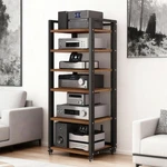 6 Tier Av Media Stand With Wheels Adjustable Metal Audio Video Storage Rack. Fixed Price $342.84.