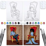 2 Pack 8x10 Canvas Painting Kit Bundle,couples Paint Party Kits Pre Drawn Can.... Fixed Price $21.59.